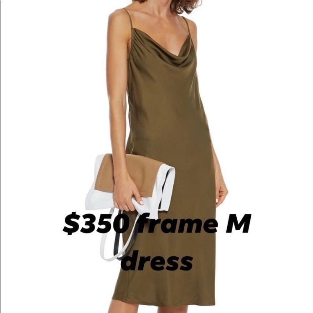 Nwot frame medium green cowl slip dress 2021